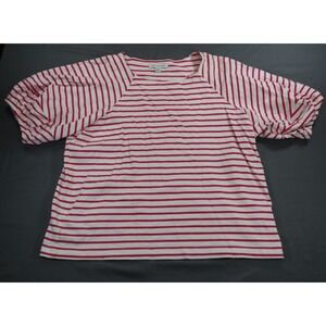 Free Assembly Crop Top Shirt Pink Stripes With Puff Sleeves Size Large